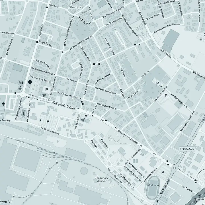 Mappa di Dalmine con lo studio in Via Cinquantenario al centro